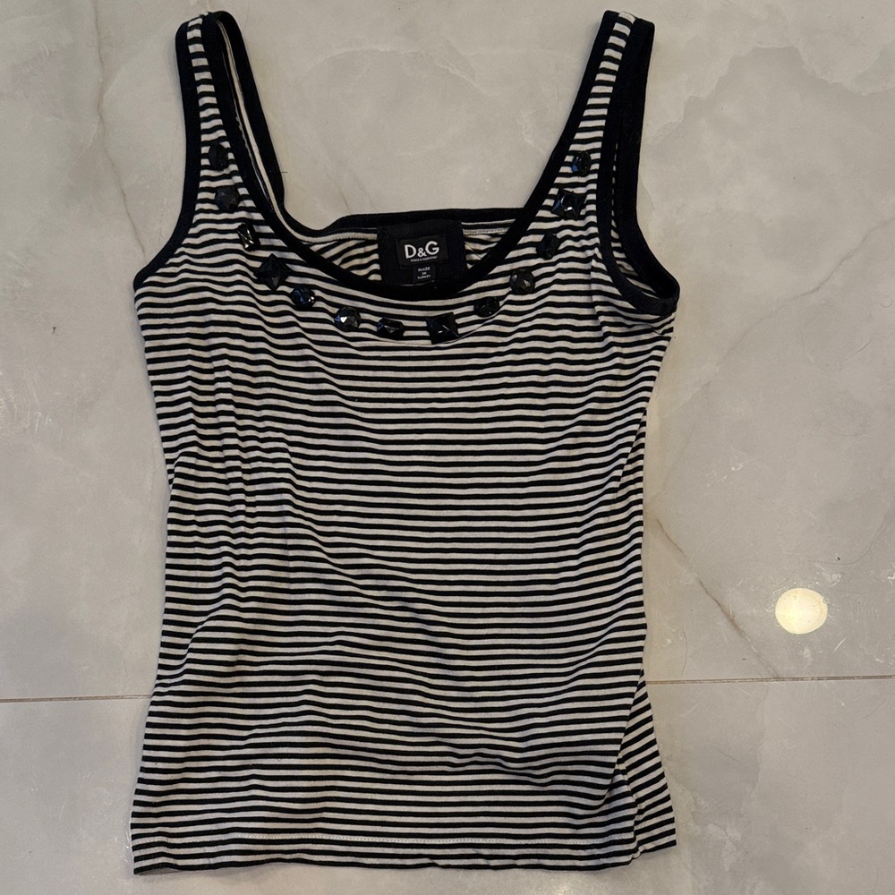 D&G Monochrome Striped Tank Top